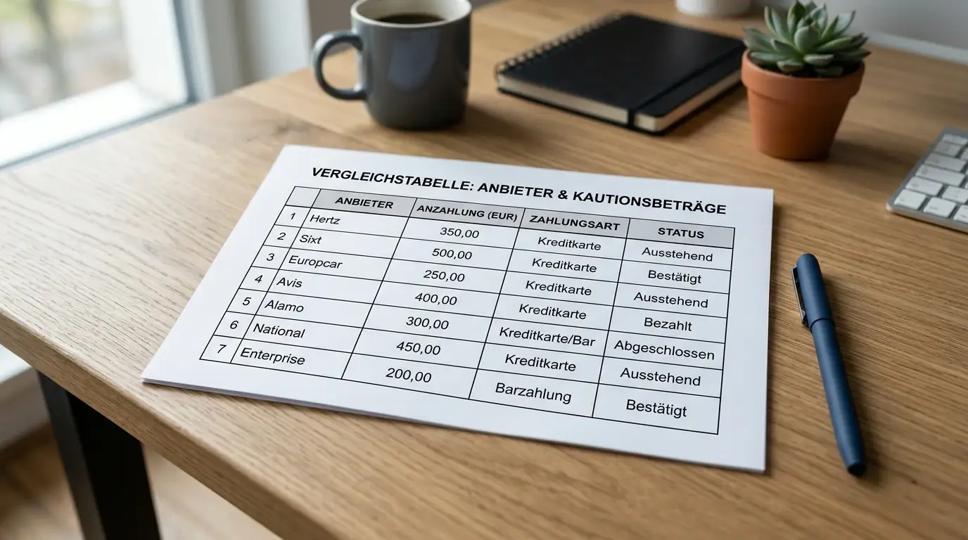 Übersichtliche Vergleichstabelle mit sieben Anbietern und Kennzahlen