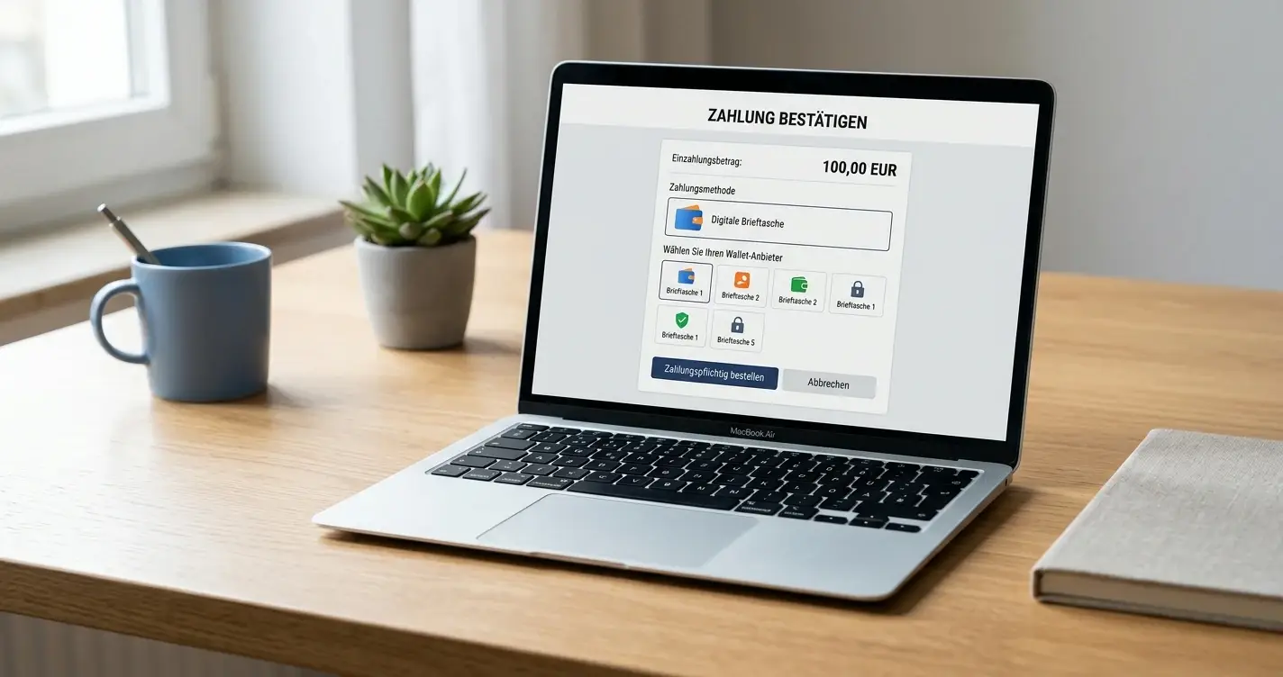 Neteller-Zahlung im deutschen Online Casino auf einem geschützten Laptop