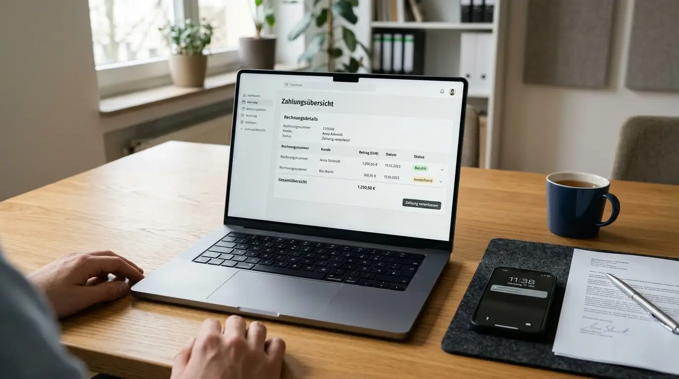 Neutrale Zahlungsübersicht mit Paysafecard-Hinweis ohne Markenlogo