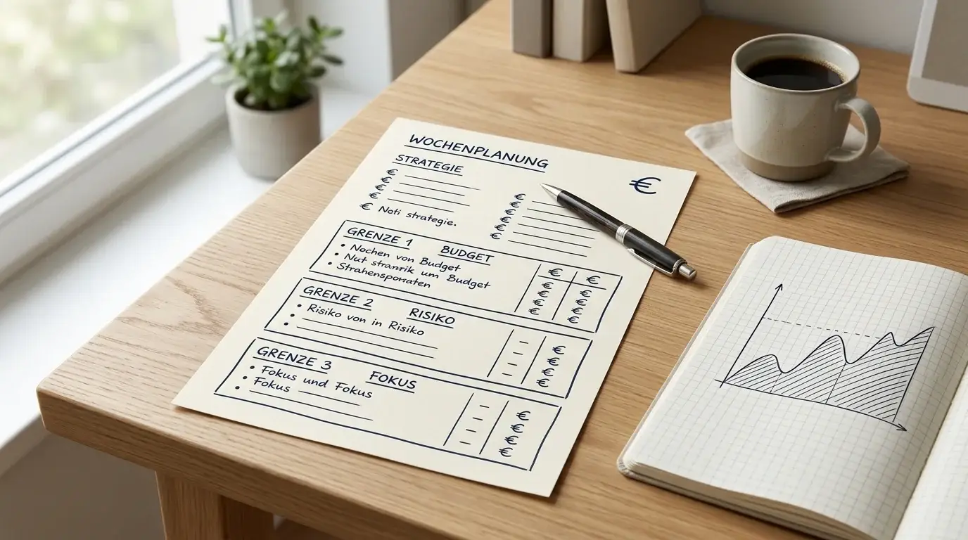 Handschriftliche Übersicht mit Euro-Symbolen und drei getrennten Limitfeldern