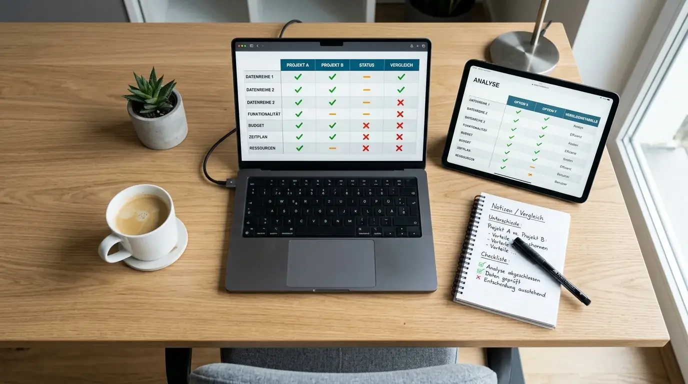 Casino-Vergleichstabelle auf Laptop und Tablet