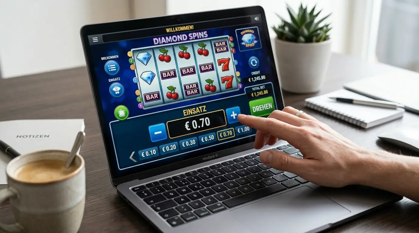 Einsatzregler am Spielautomaten mit Stufen von 0,10 bis 1 Euro