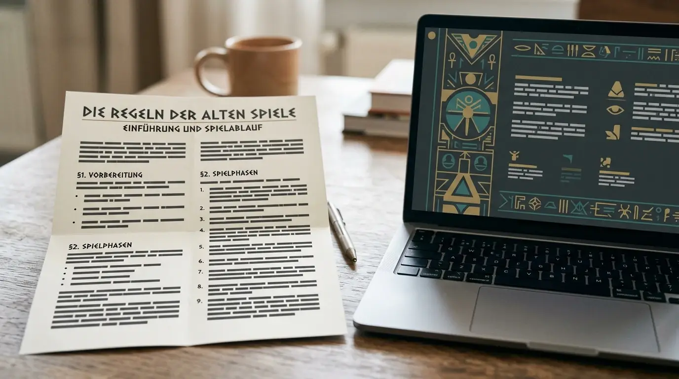 Neutrale Spieltabelle eines ägyptisch gestalteten Spielautomaten