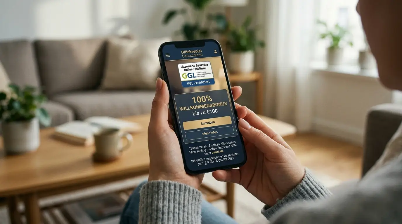 Smartphone mit GGL-lizenziertem Casino und legalen Bonusangeboten