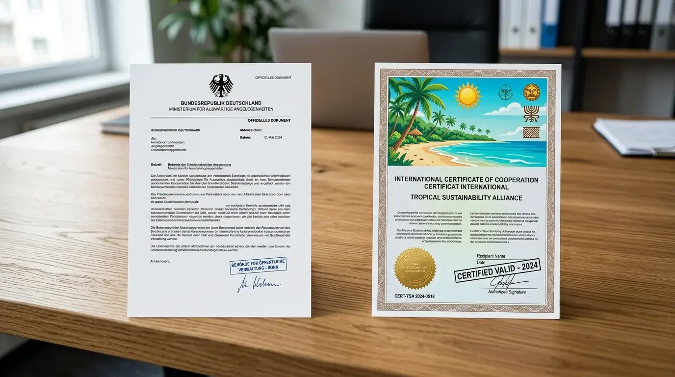 GGL-Whitelist-Dokument auf einem Schreibtisch neben Curaçao-Lizenzzertifikat