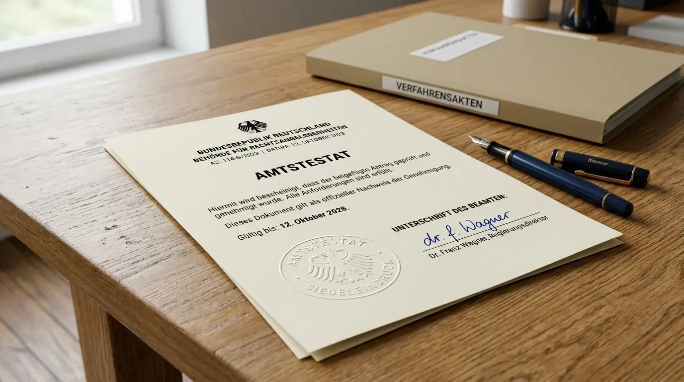 Amtliches deutsches Dokument mit Stempel als Sinnbild für die GGL-Lizenzregeln