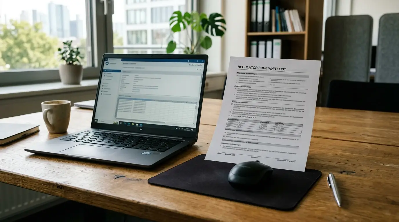 Nahaufnahme einer GGL-Whitelist-Tabelle auf einem Bildschirm