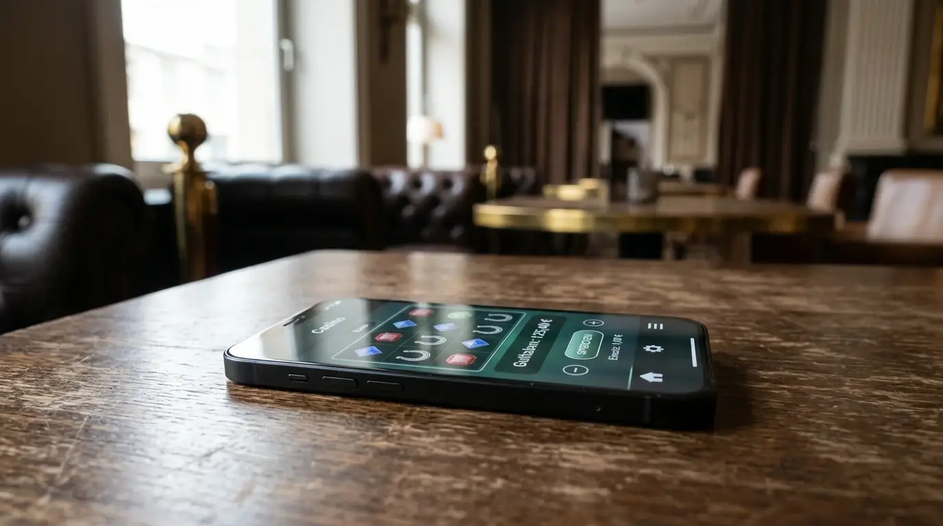 Whitelist-Ansicht der Glücksspielbehörde auf einem Smartphone-Display