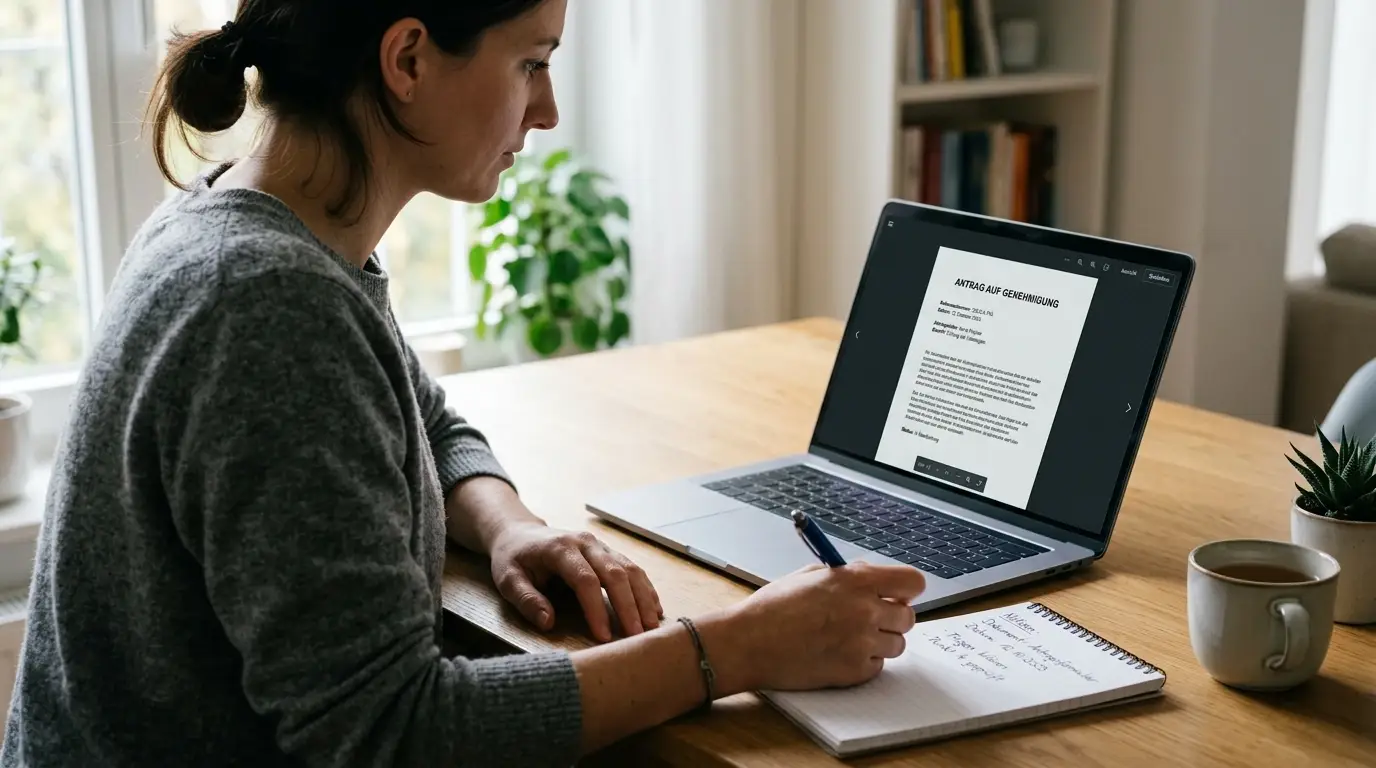 Person prüft Whitelist-Eintrag der GGL am Laptop mit neutraler Oberfläche