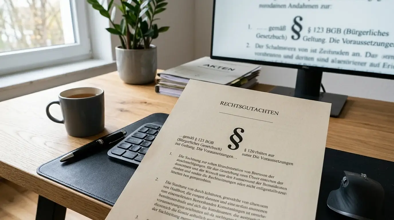 Paragraphensymbol und GlüStV-Dokument auf einem Schreibtisch