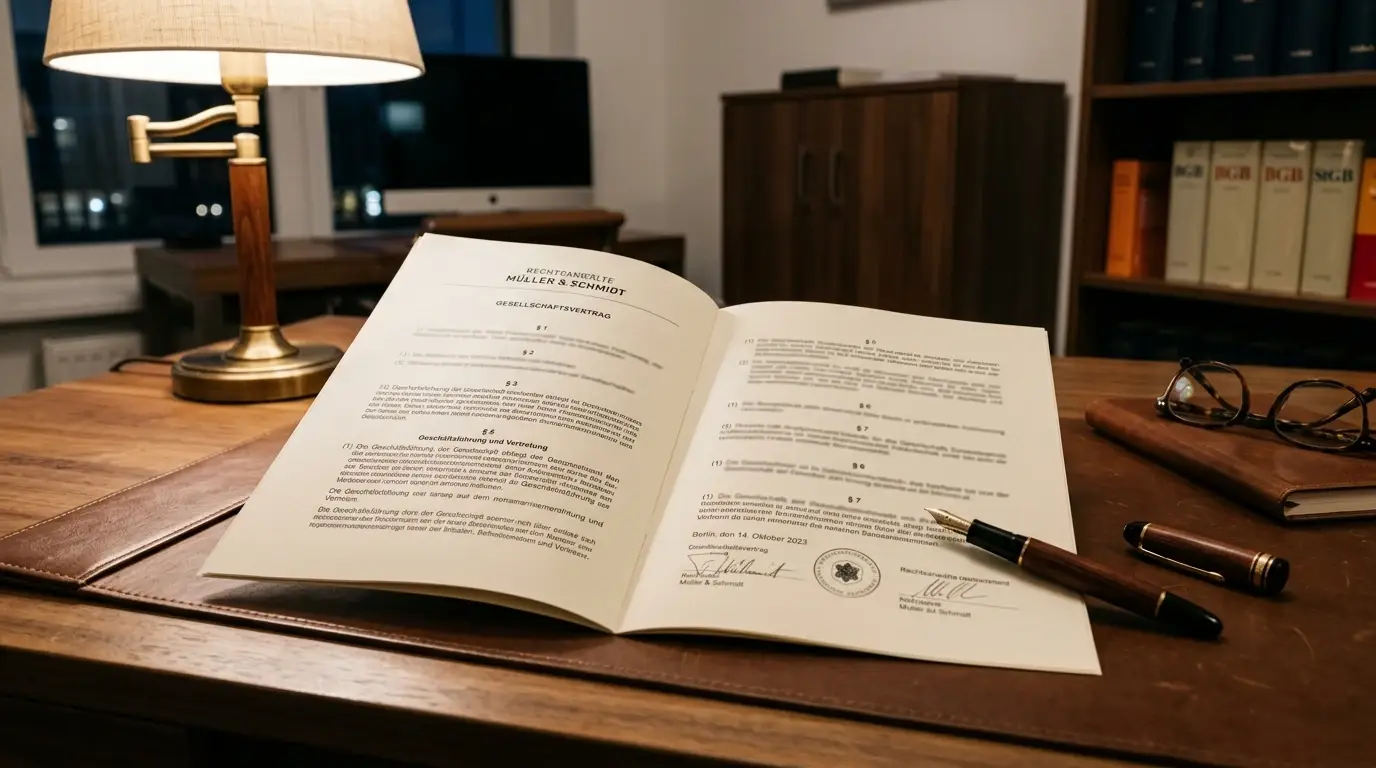 Offizielles deutsches Rechtsdokument mit Paragraphen auf Schreibtisch