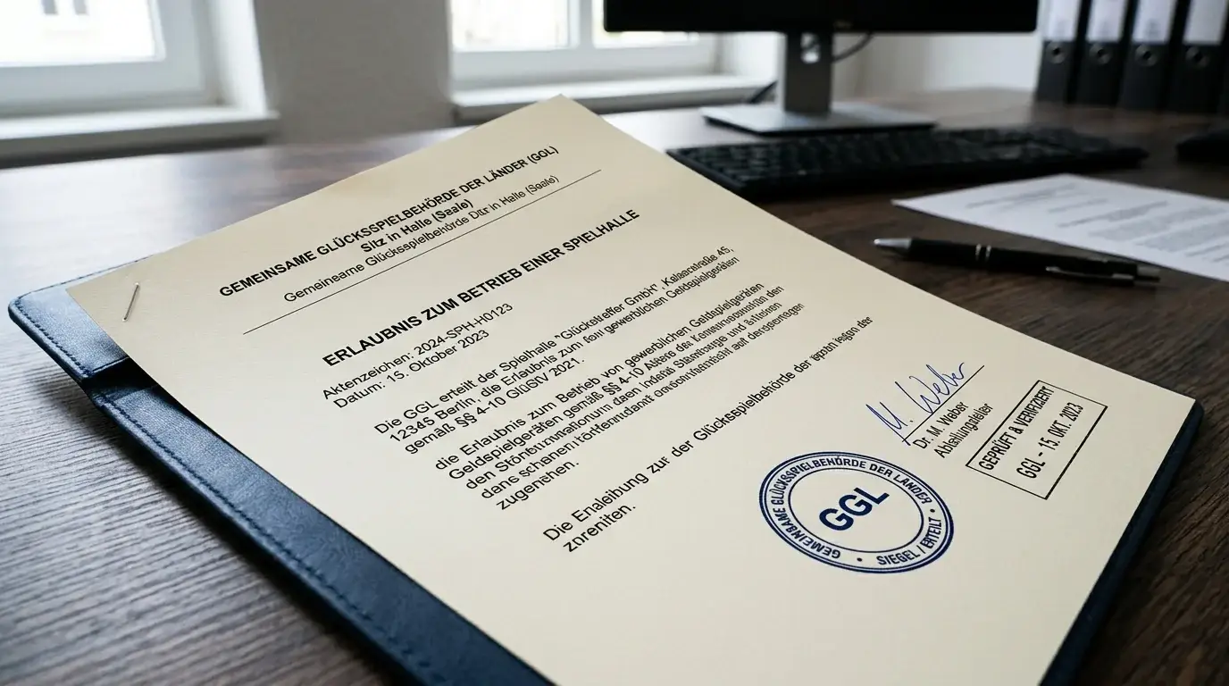 Offizielles Dokument mit GGL-Logo und Lizenz-Stempel