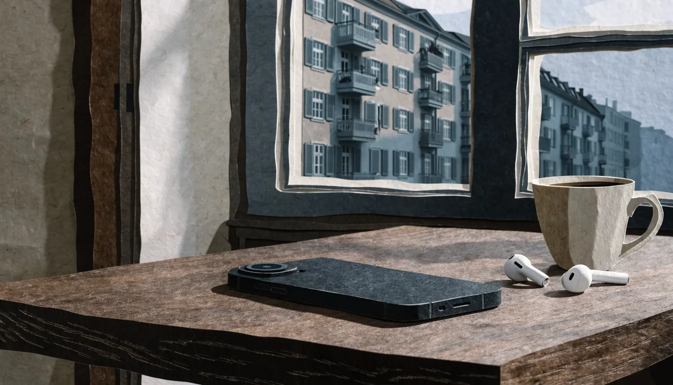 Smartphone mit Wallet-App auf Tisch in modernem deutschen Apartment