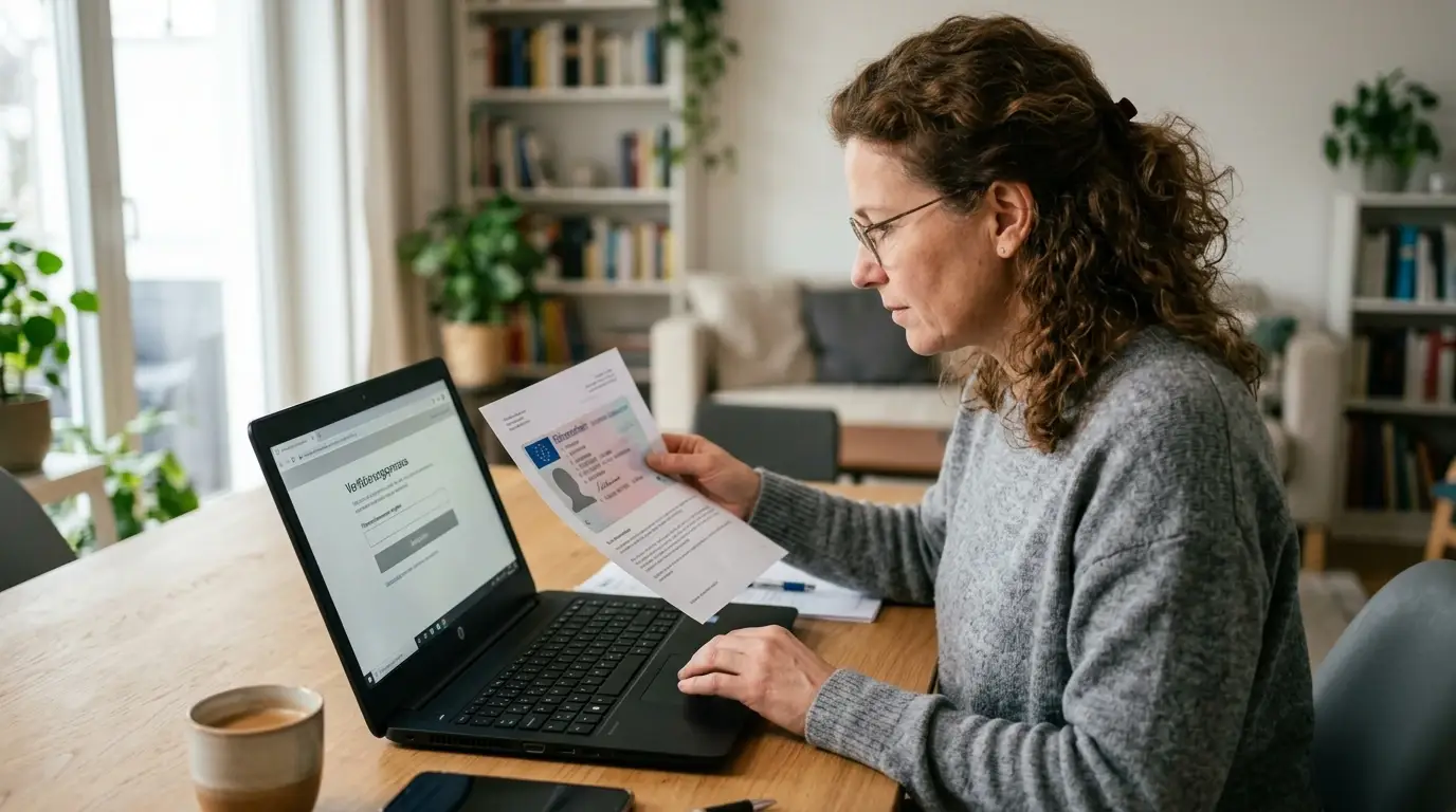 Spieler prüft Betreiber und Lizenz auf einem Laptop