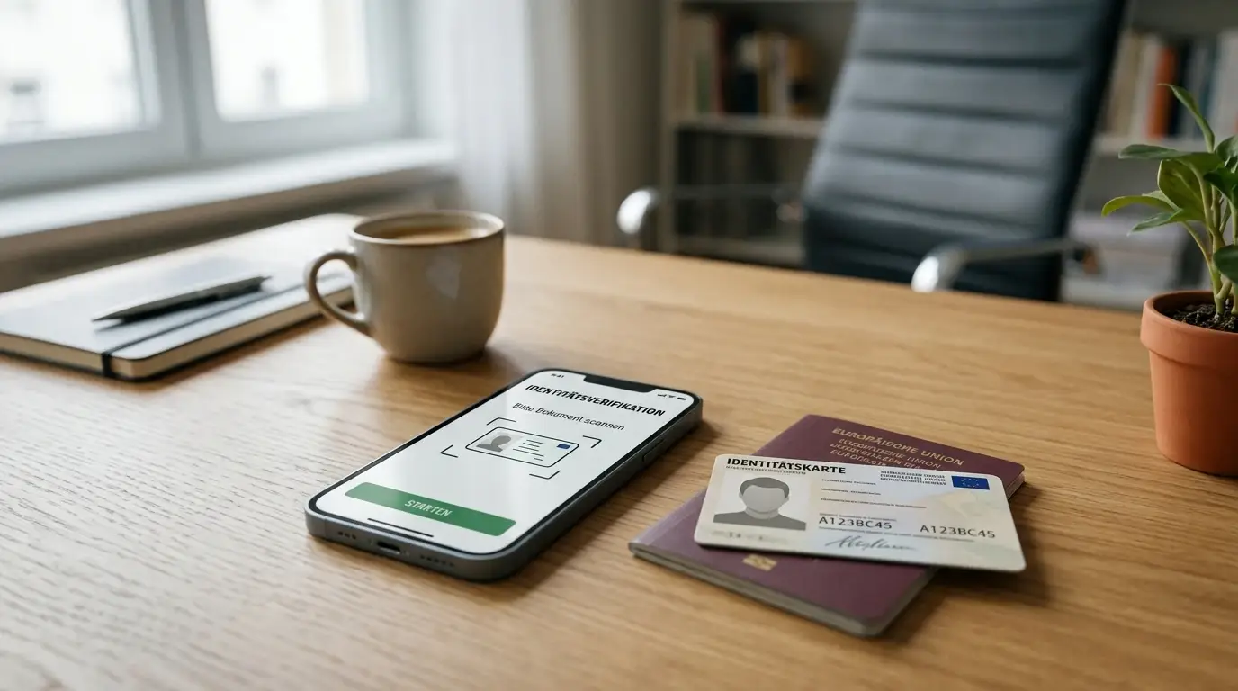 Identitätsdokumente und Smartphone für die KYC-Verifizierung im Online Casino