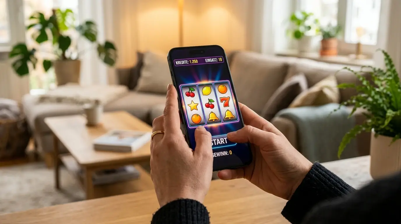 Mobiles Spiel an Echtgeld-Automaten auf dem Smartphone