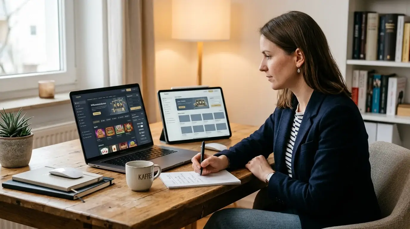 Vergleich von Casino-Angeboten auf Laptop und Tablet