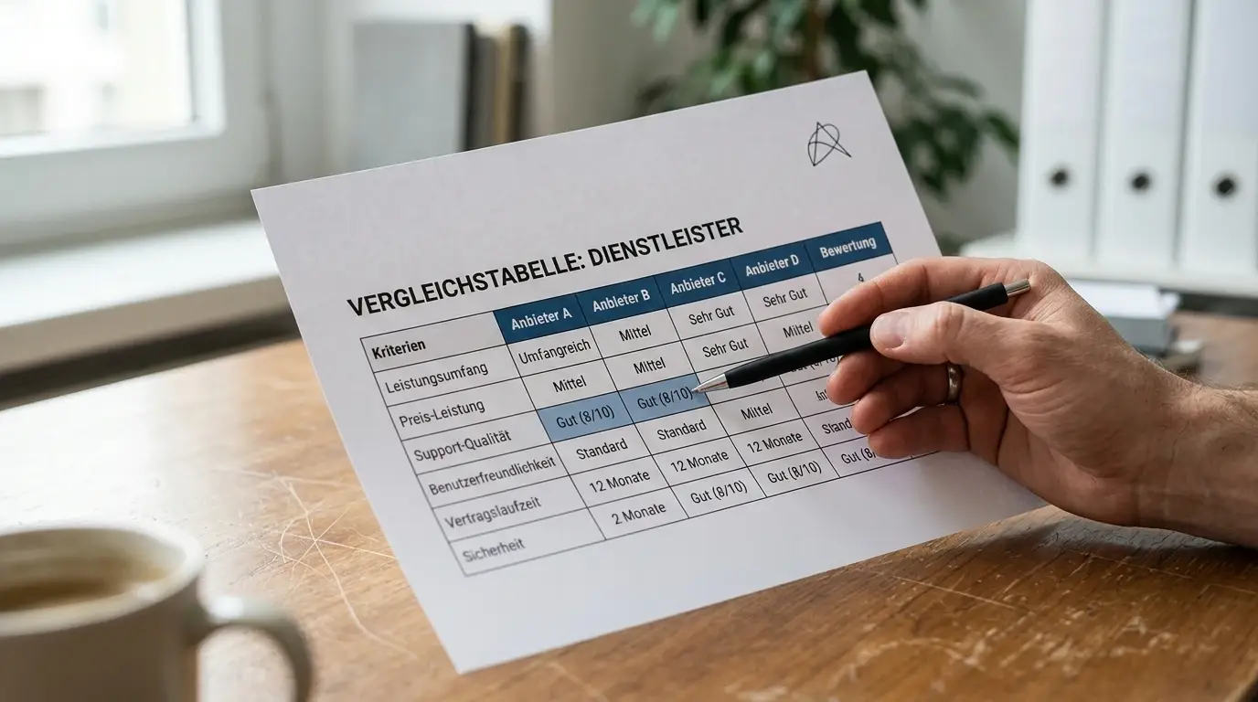 Vergleichstabelle verschiedener Casino-Optionen auf Papier
