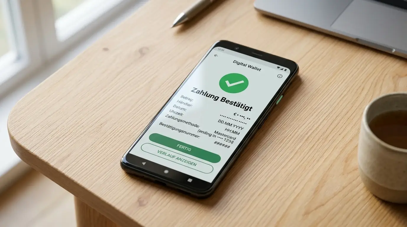 Smartphone-Display zeigt OKTO Wallet mit Transaktionsbestätigung