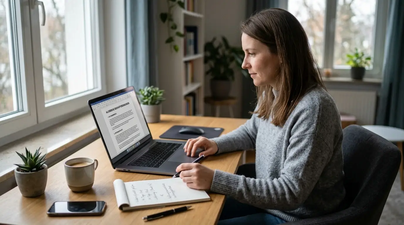 Person prüft die Bonusbedingungen eines Online Casinos am Laptop