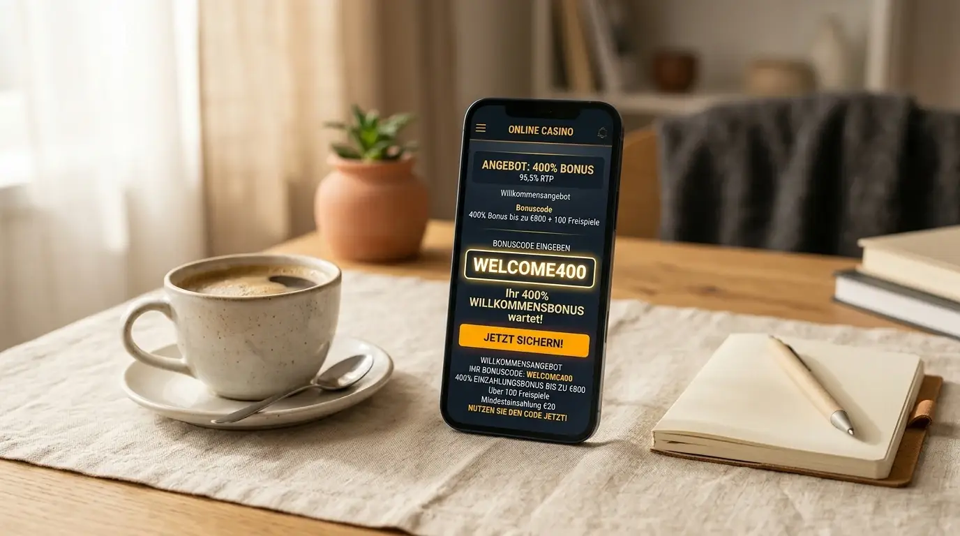 Deutsche Online-Casino-Gutschein-Codes mit Laptop und Smartphone im modernen Workspace