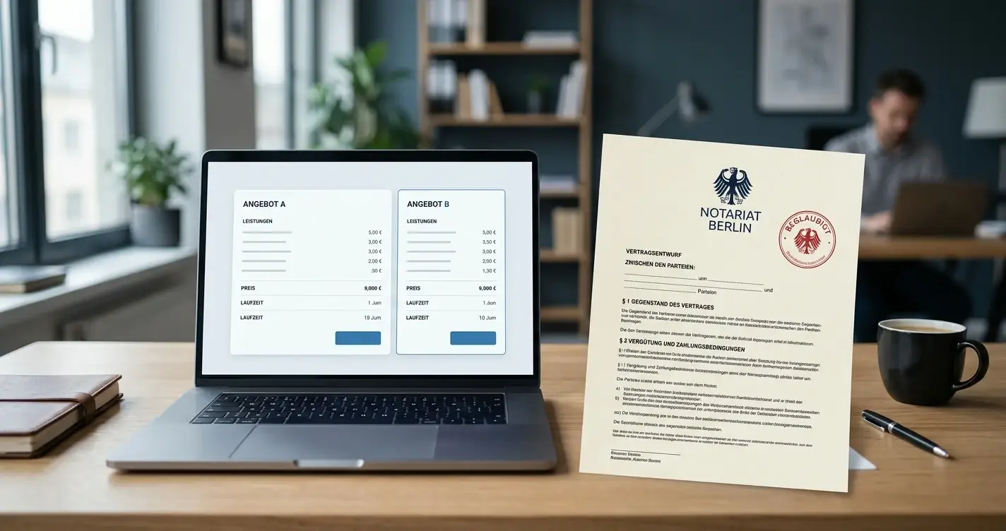 Schreibtisch mit offiziellem Dokument und Laptop zeigt Casino-Vergleich ohne deutsche Limits