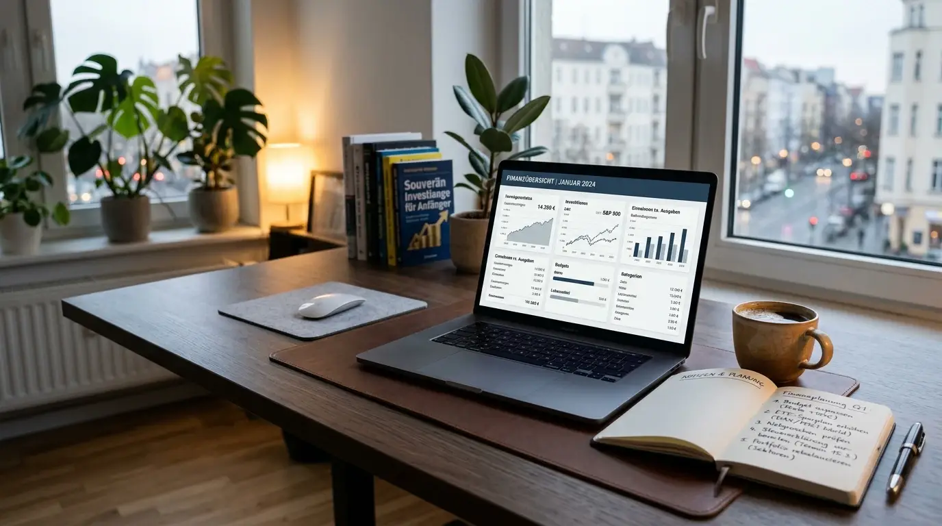 Schreibtisch mit Laptop und Notizen zum Willkommensbonus ohne Einzahlung