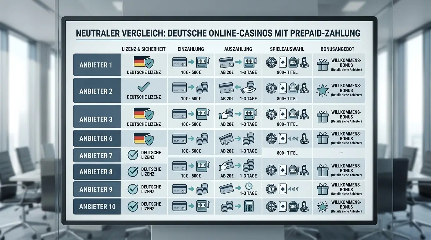Vergleich von Casinos mit paysafecard-Zahlung