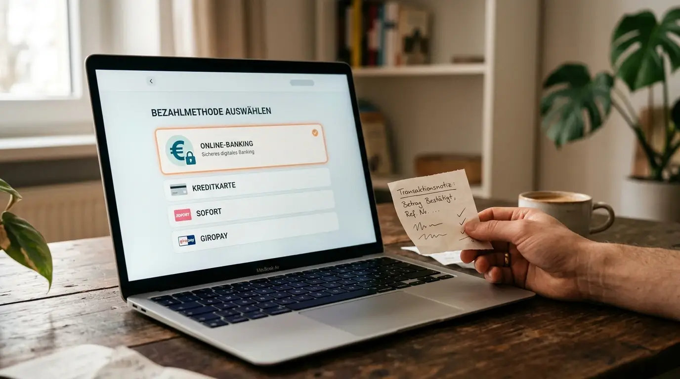 Neutraler digitaler Zahlungsvorgang mit PostFinance-Bezeichnung und CHF-Betrag