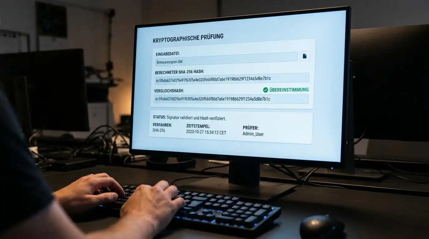 Bildschirm mit SHA-256 Hash-Verifizierung und Provably-Fair-Interface