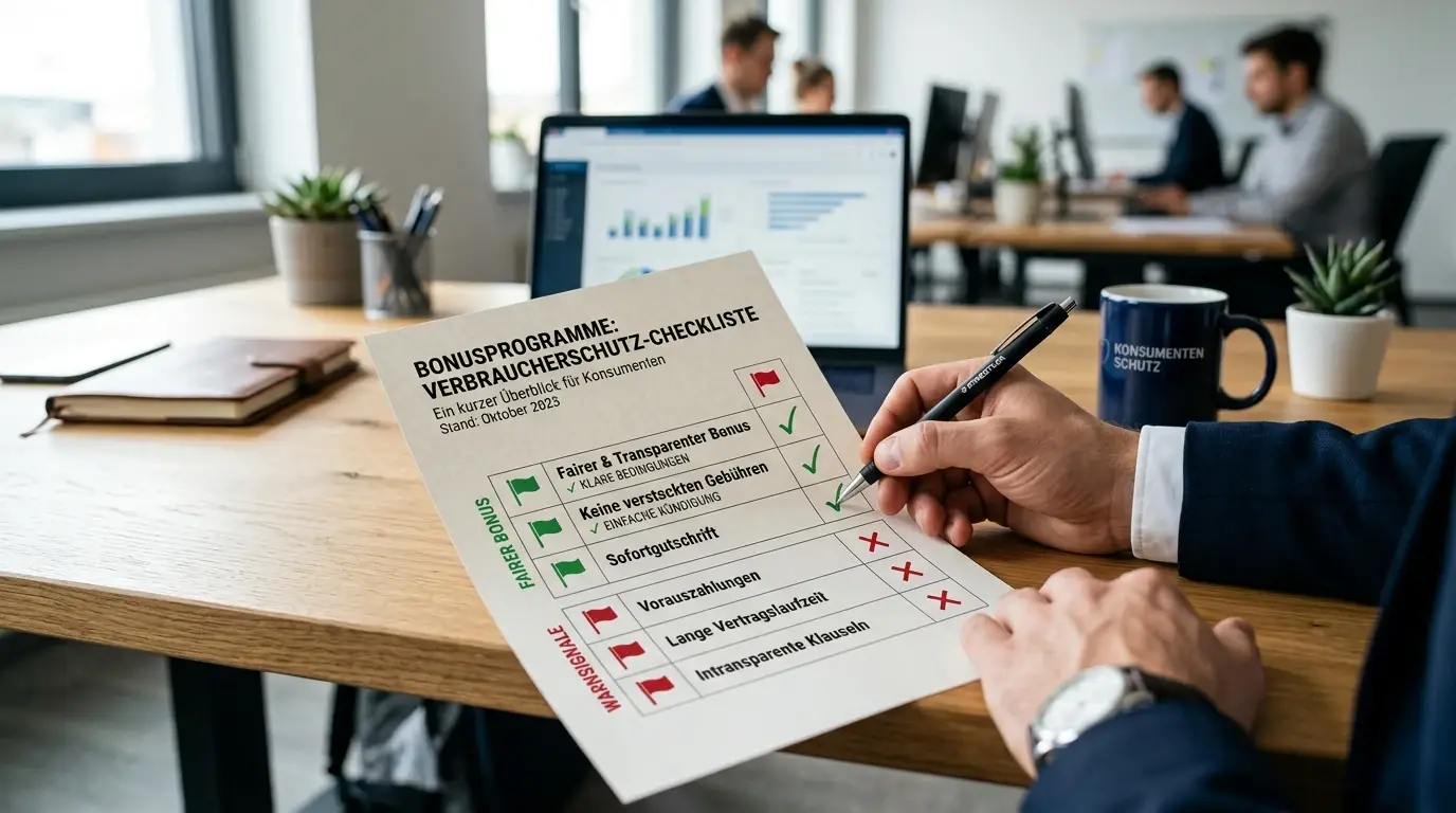 Checkliste mit Warnzeichen und fairen Merkmalen von Casino-Boni