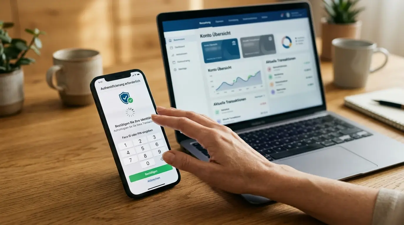 Smartphone mit neutraler Bankfreigabe und Rückleitung zu einer Casinokasse