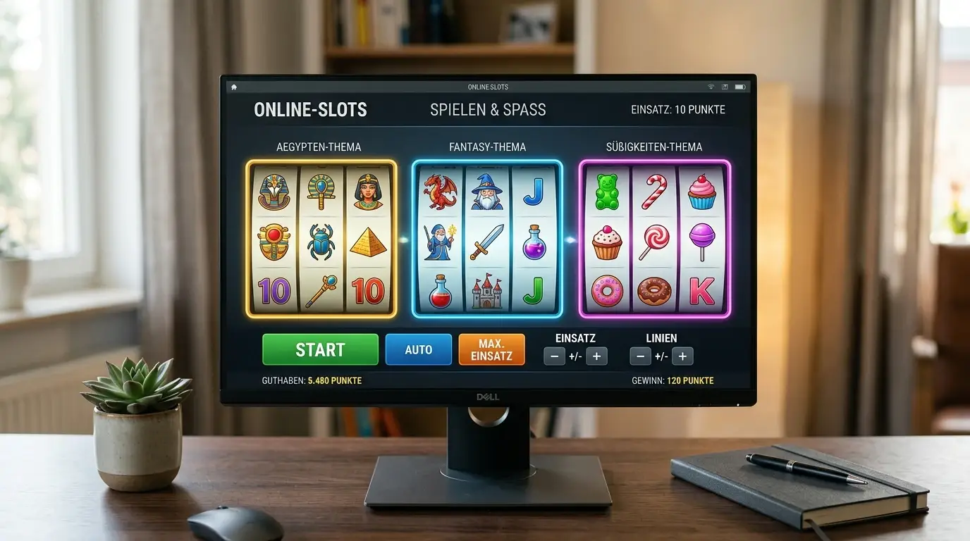 Slot-Oberfläche mit Book of Ra, Book of Dead, Eye of Horus nebeneinander