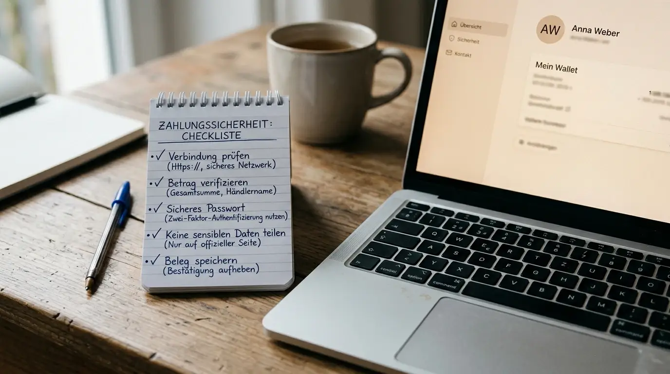 Aufgeschlagenes Notizbuch mit Bewertungspunkten, daneben ein Stift und ein Smartphone mit neutraler Website