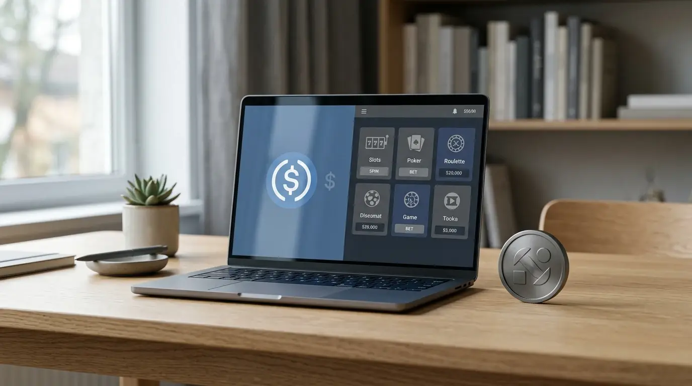 Schreibtisch mit neutraler Wallet- und Casino-Prüfung