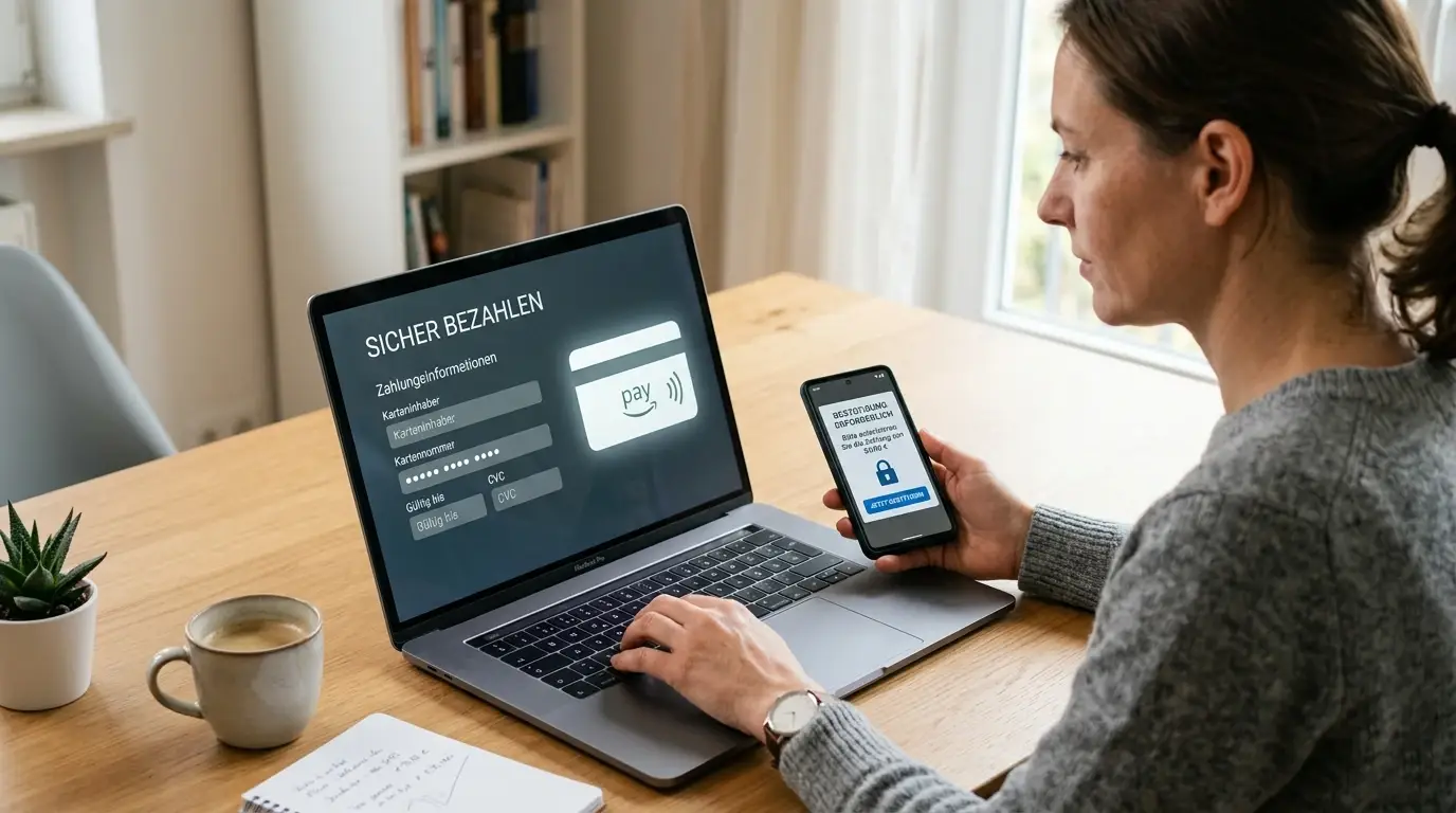 Visa-Einzahlung im Kassenbereich eines deutschen Online-Casinos