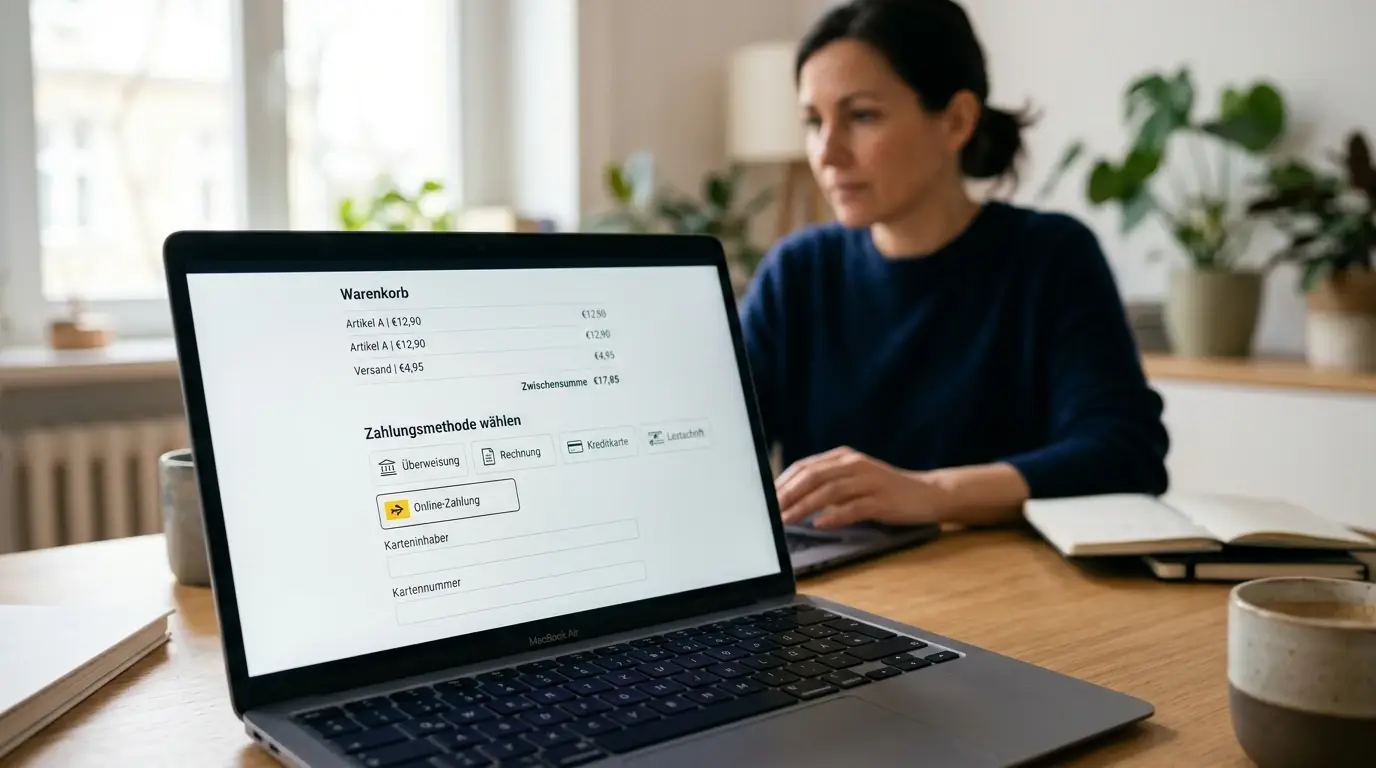 Neutraler E-Commerce-Checkout mit Wero-Symbol ohne Markenlogo