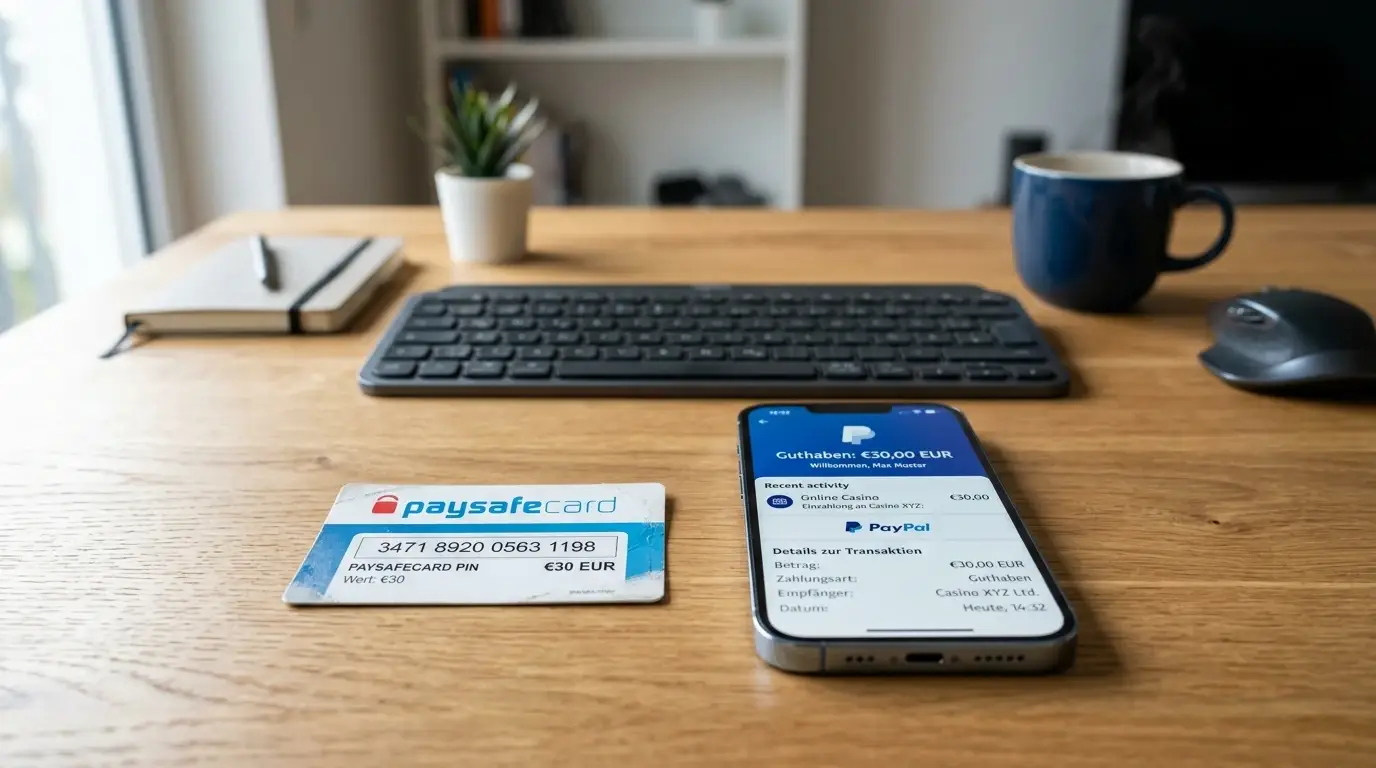 PayPal und Paysafecard als Zahlungsmethoden für 30 Euro Casino-Einzahlung