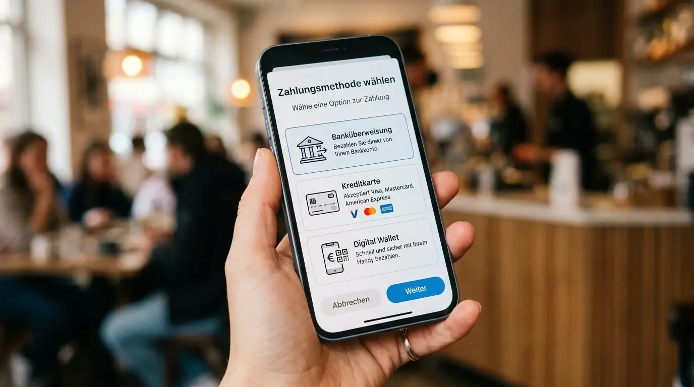 Verschiedene Zahlungsmethoden-Icons auf Smartphone-Bildschirm für Casino-Einzahlung