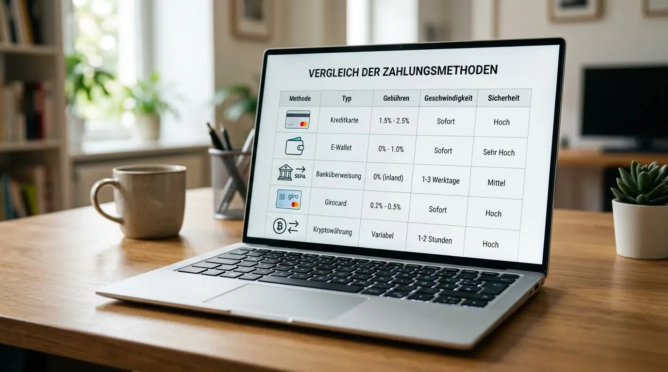 Verschiedene Zahlungsmethoden-Icons nebeneinander auf Bildschirm